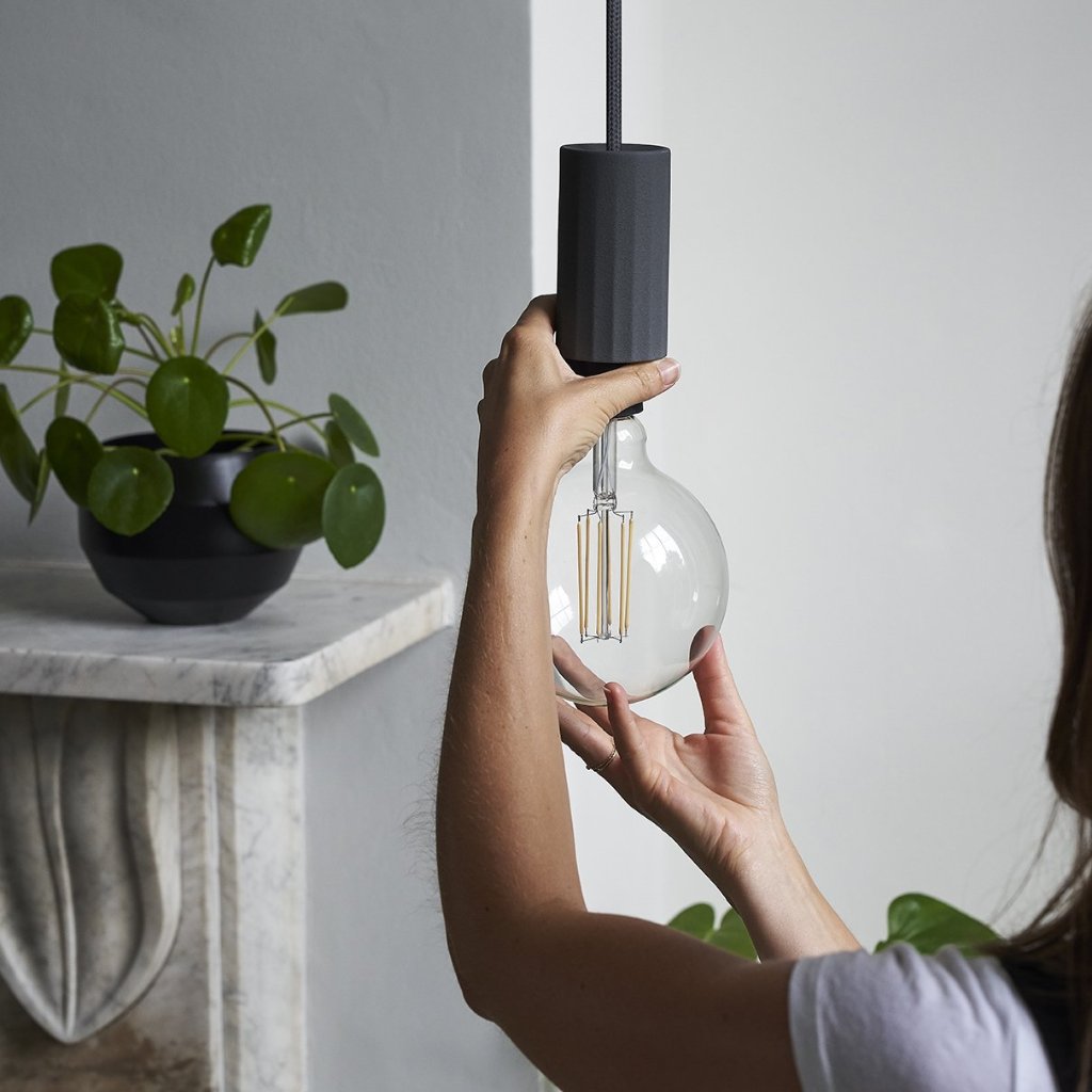 Charcoal Case Pendant Clear Bulb